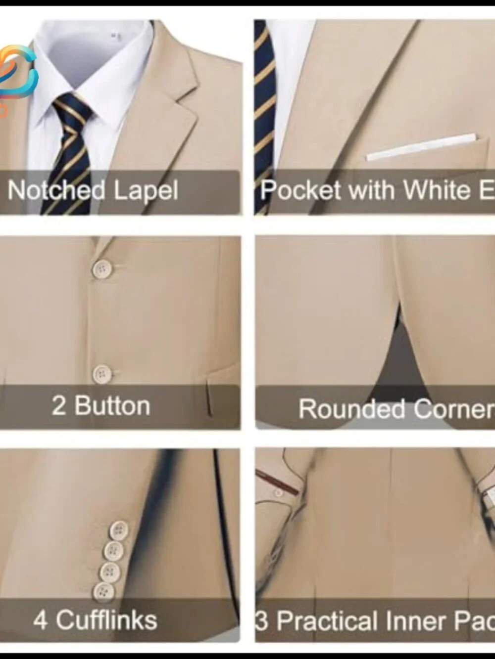 Men's Slim Fit Suit Set, 2-Button Blazer & Pants, Formal Wedding Work Prom